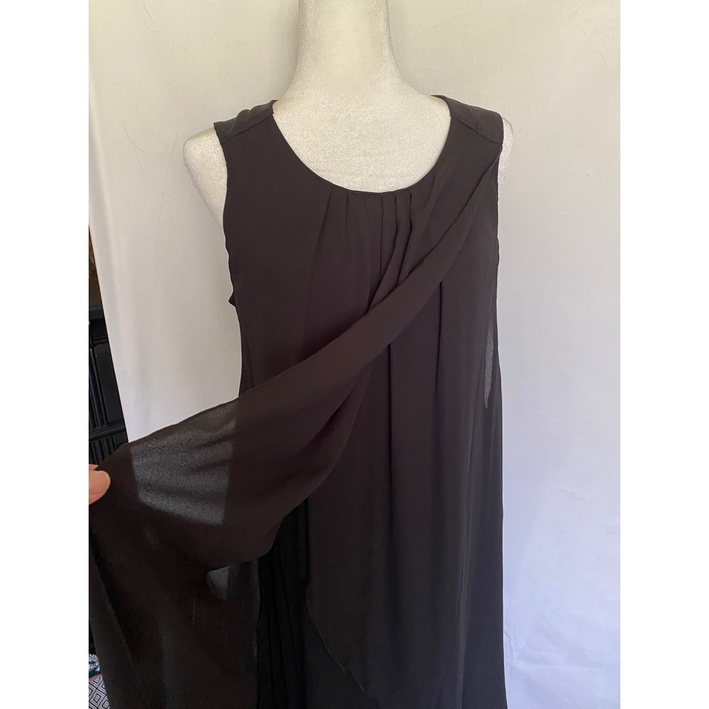 Kate & Mallory Womens High-Low Chiffon Layered Sleeveless Dress Black Brown M